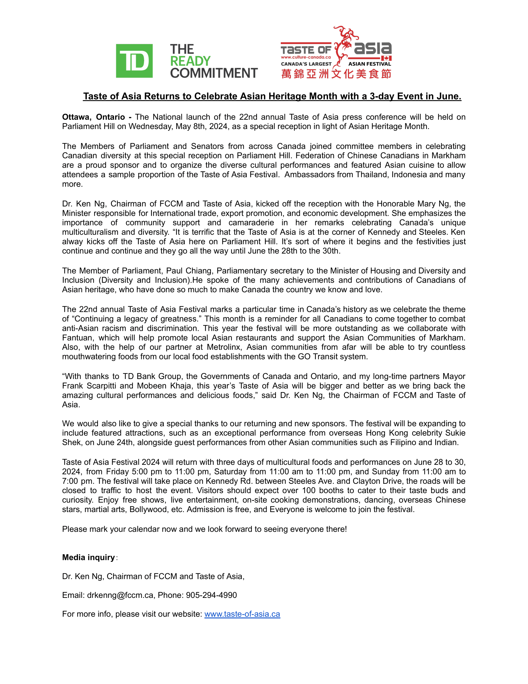 Asian Heritage Month | Press Conference